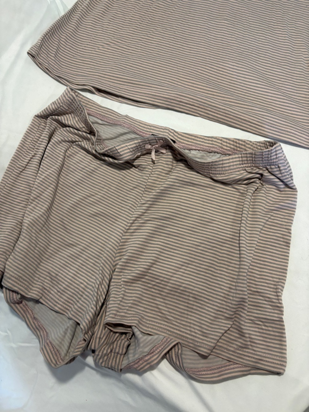Women’s Lace-Trim Striped Sleep Set - Taupe Pink - Picture 5 of 8